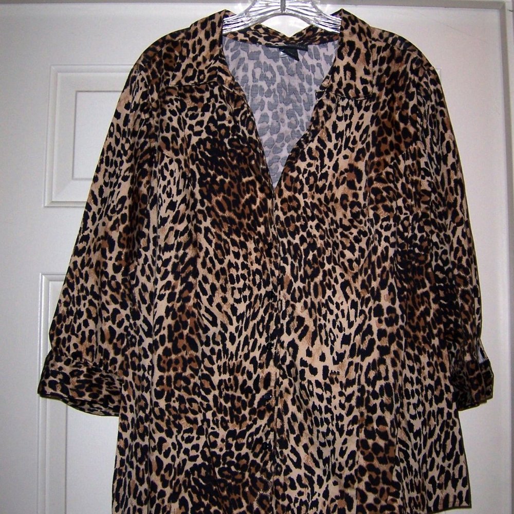 Lane Bryant 3/4 Sleeve Leopard Print Blouse 24W